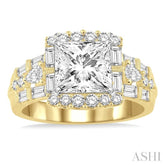 1 1/6 Ctw Diamond Semi-mount Engagement Ring in 14K Yellow and White Gold
